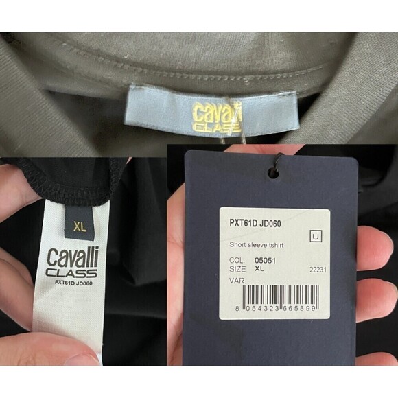 Cavalli Class Black Men Size XL Graphic Cotton Crewneck Short Sleeve Tee Shirt - Picture 6 of 7